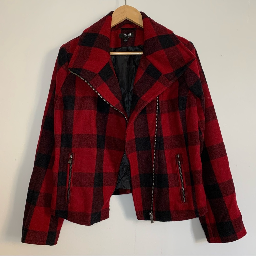 COPY - Ana a new approach plaid wool blend Moto coat